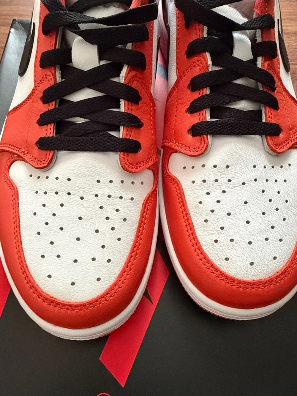 Brand New: Nike Air Jordan 1 Low OG Sneakers - White & Orange - Men's